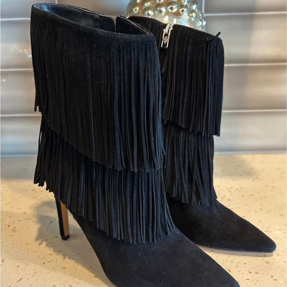 Fringed Black Women's Boots